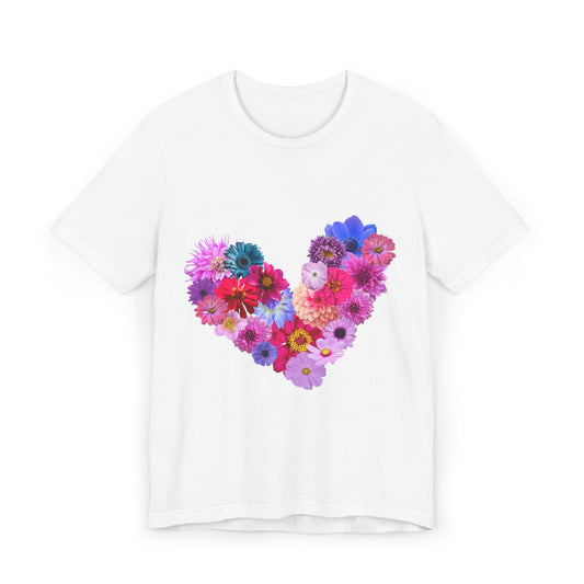 Floral Heart Unisex Jersey T-Shirt - Perfect for Birthdays & Love Celebrations